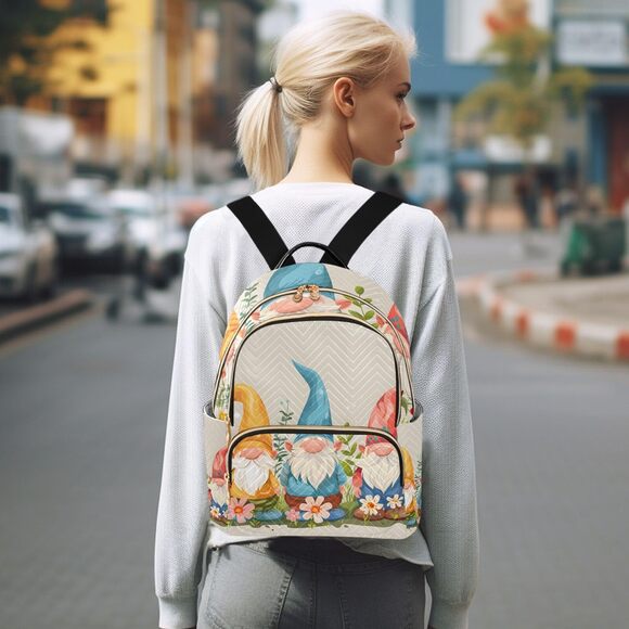 8279 Cute Three Gnomes Mini Backpack Purse Fashion Daypack Lightweight